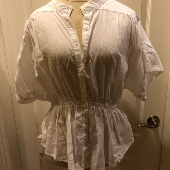 Free People Tops - FreePeople White Sheer Lace Button-Up Blouse